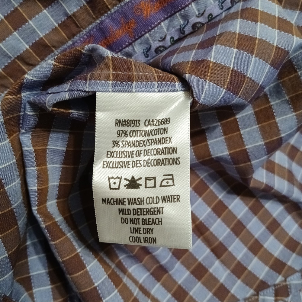 Robert Graham Mens Cotton Multicolor Shadow Plaid Stretch Dress Shirt Size Small - Picture 9 of 9
